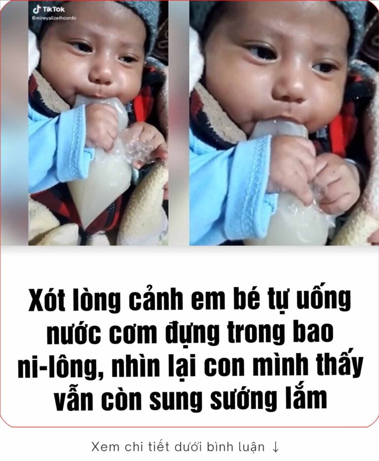 xót lòng cảnh em bé tự uống nước cơm trong bao ni-lon…