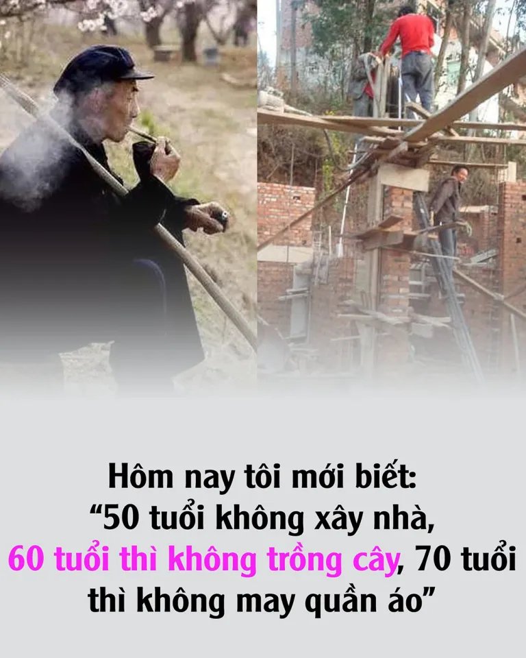 Tổ tiên có câu: “50 tuổi không xây nhà, 60 tuổi thì không trồng cây, và 70 tuổi thì không may quần áo”, nó có nghĩa là gì?